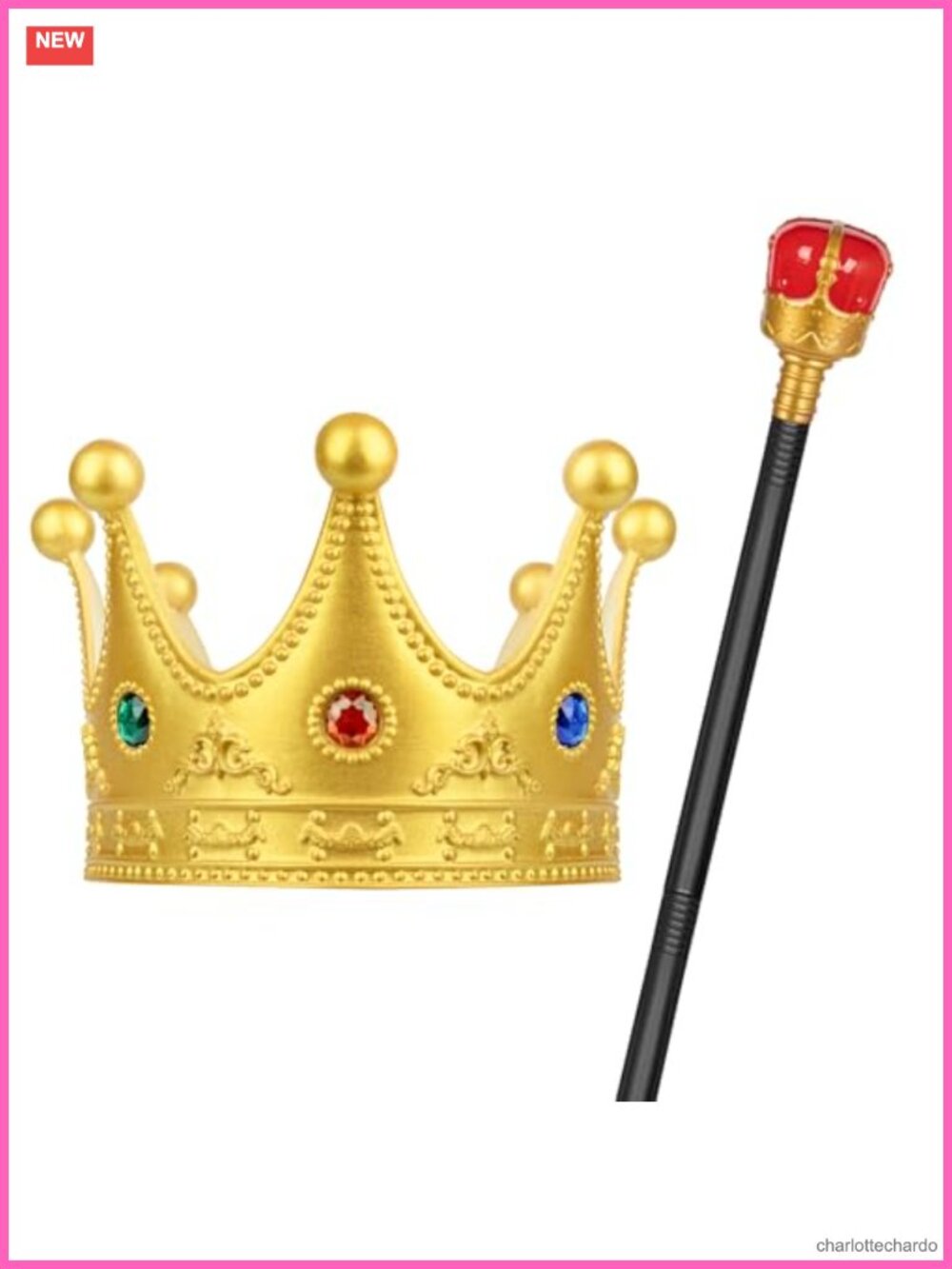 King Crown and Scepter Set Royal Costume Accessories Adults